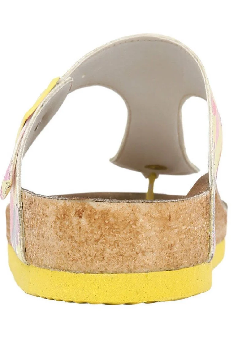 Femme Cuir Vegan Jaune Sandales - Planty Motif