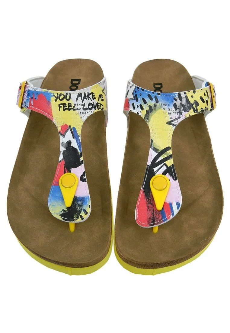 Femme Cuir Vegan Jaune Sandales - The Creation of the Collage Motif