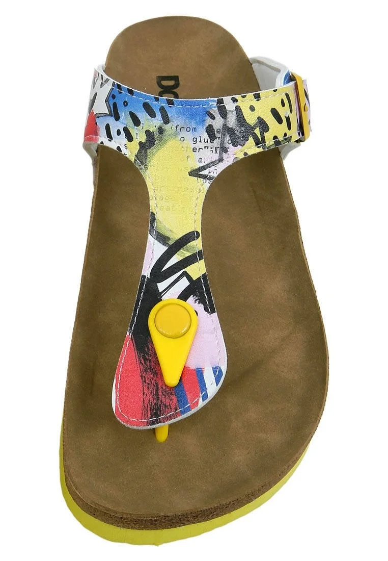 Femme Cuir Vegan Jaune Sandales - The Creation of the Collage Motif
