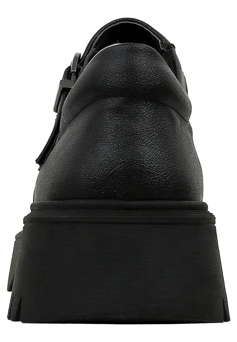 Femme Cuir Vegan Noir Mary Jane Mocassins - Bunny With Herbs Motif