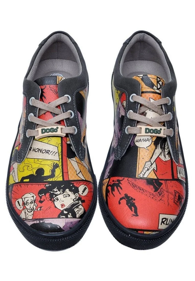 Femme Cuir Vegan Multicolore Baskets - Zombie Nation Motif