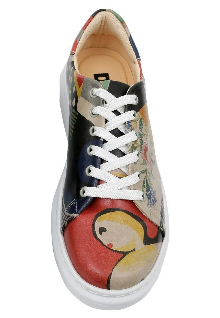 Femme Cuir Vegan Multicolore Baskets - Relationships Motif