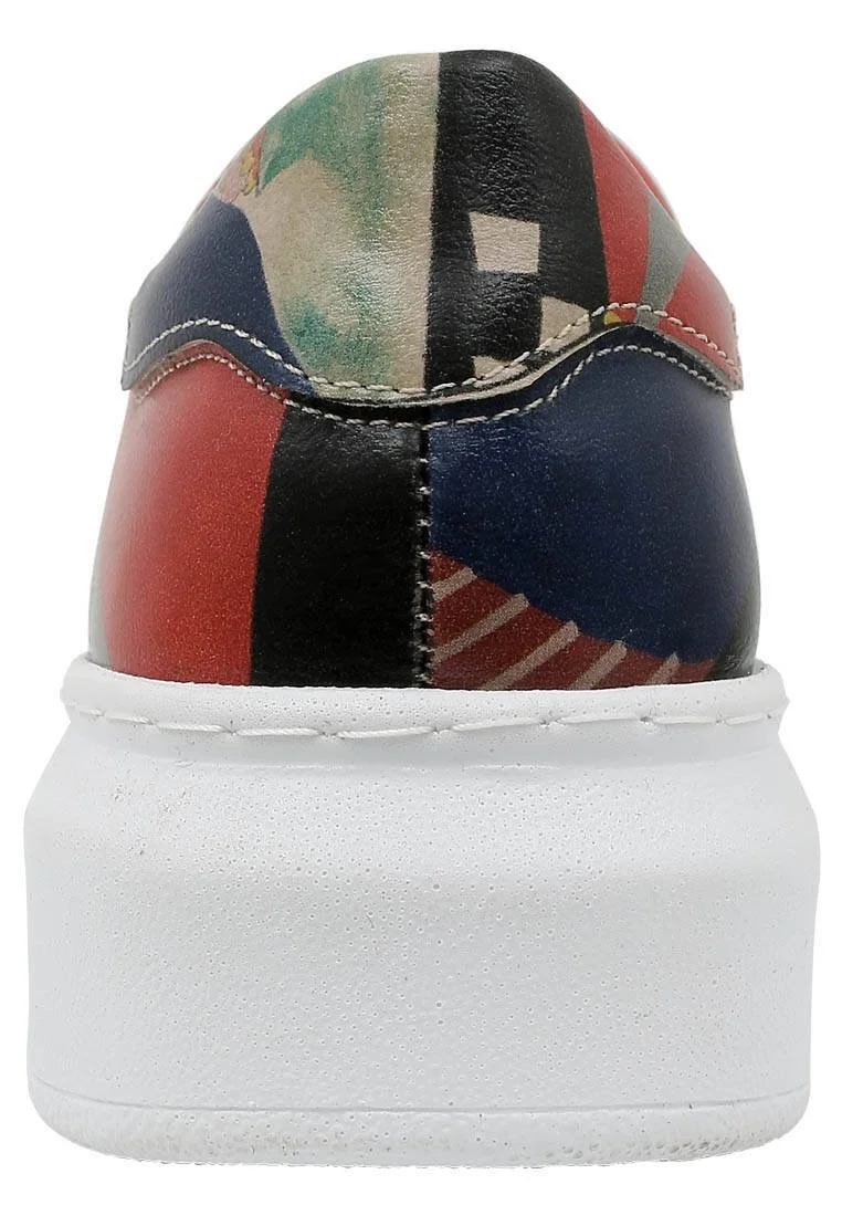 Femme Cuir Vegan Multicolore Baskets - Relationships Motif