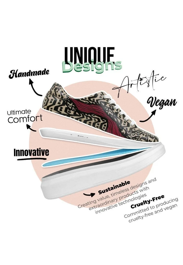 Femme Cuir Vegan Multicolore Baskets - Rivers on the Sofa Motif