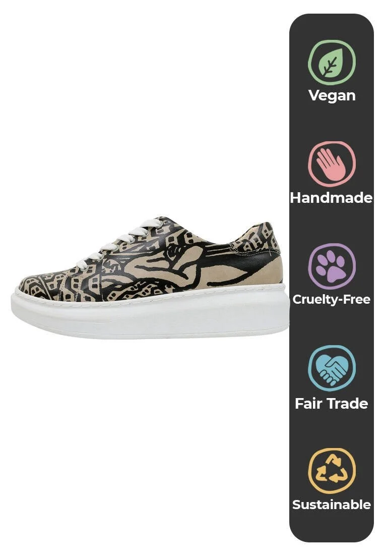 Femme Cuir Vegan Multicolore Baskets - Rivers on the Sofa Motif