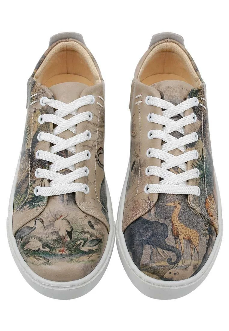Femme Cuir Vegan Multicolore Baskets - Jungle Serenity Motif
