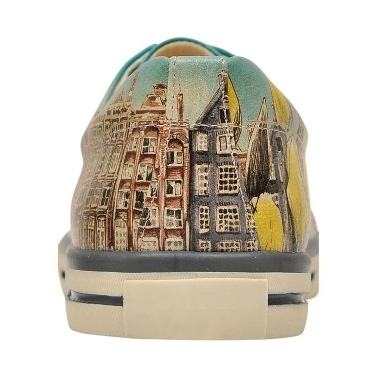 Femme Cuir Vegan Multicolore Baskets - Amsterdam Vibes Motif