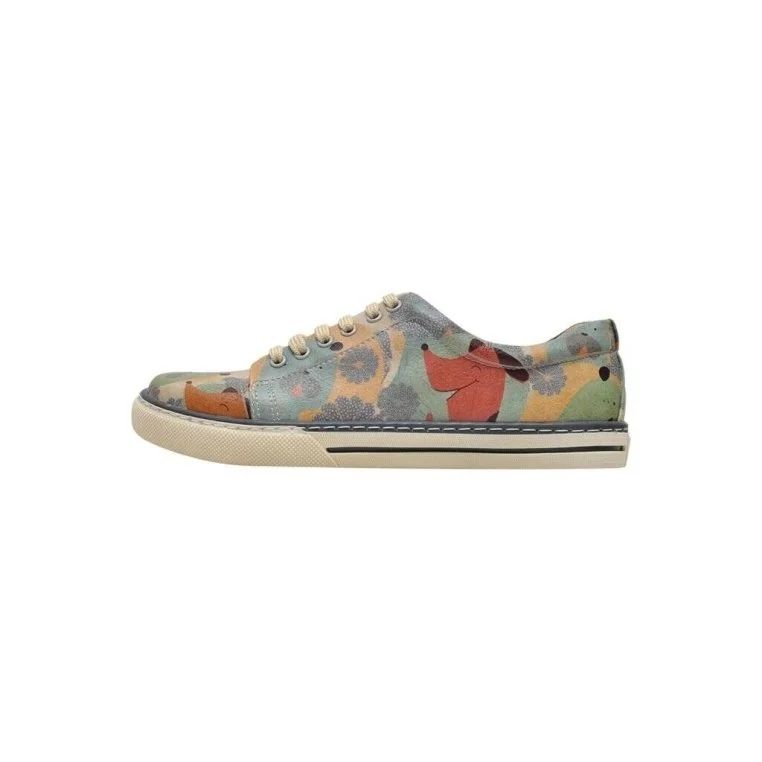 Femme Cuir Vegan Multicolore Baskets - Dogs Day Motif