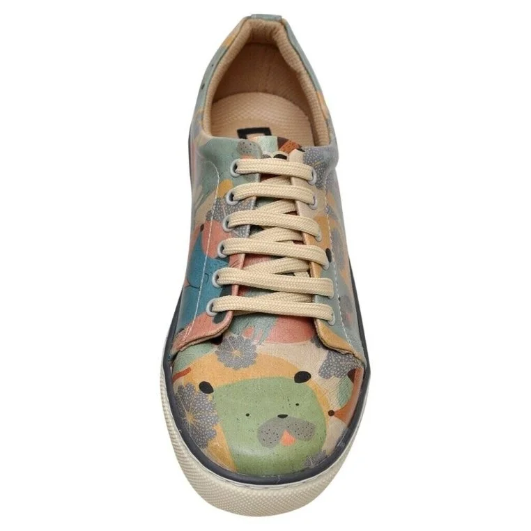Femme Cuir Vegan Multicolore Baskets - Dogs Day Motif