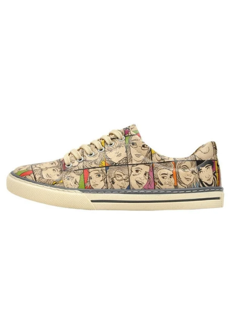 Femme Cuir Vegan Multicolore Baskets - Colorful People Motif