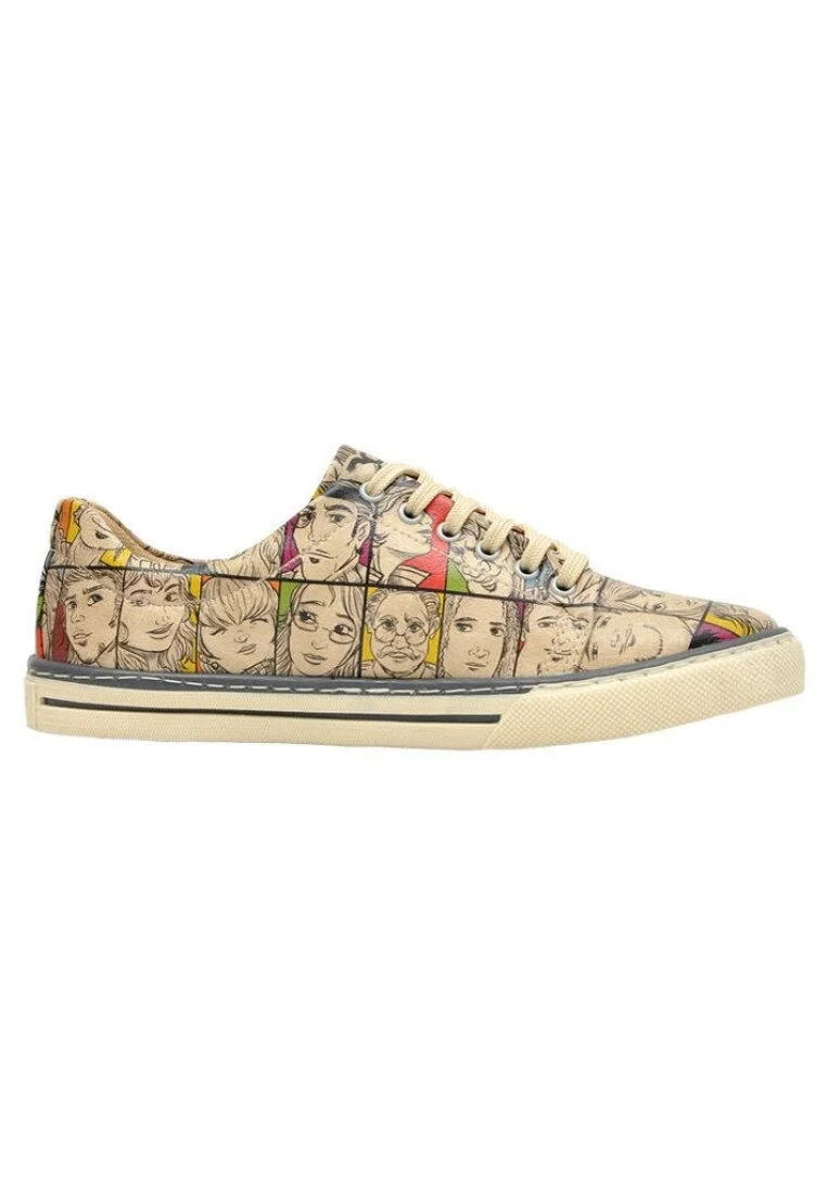 Femme Cuir Vegan Multicolore Baskets - Colorful People Motif
