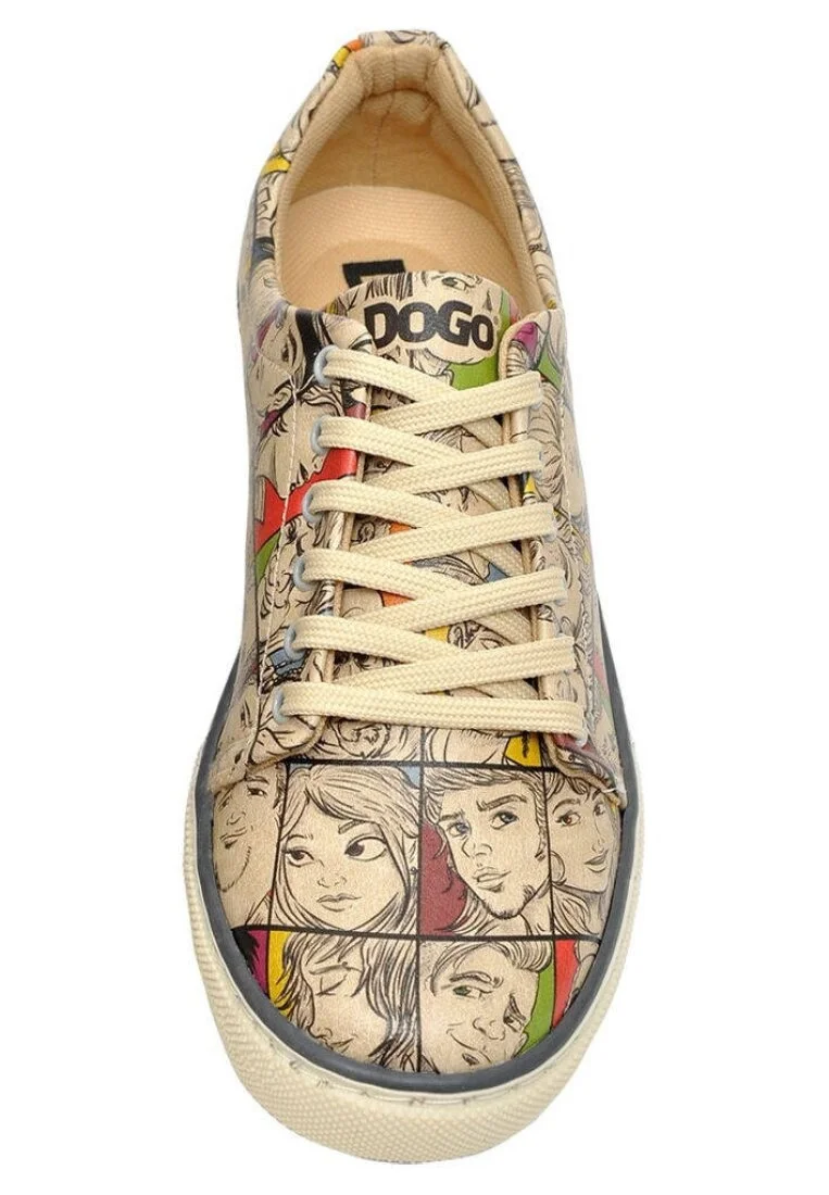 Femme Cuir Vegan Multicolore Baskets - Colorful People Motif
