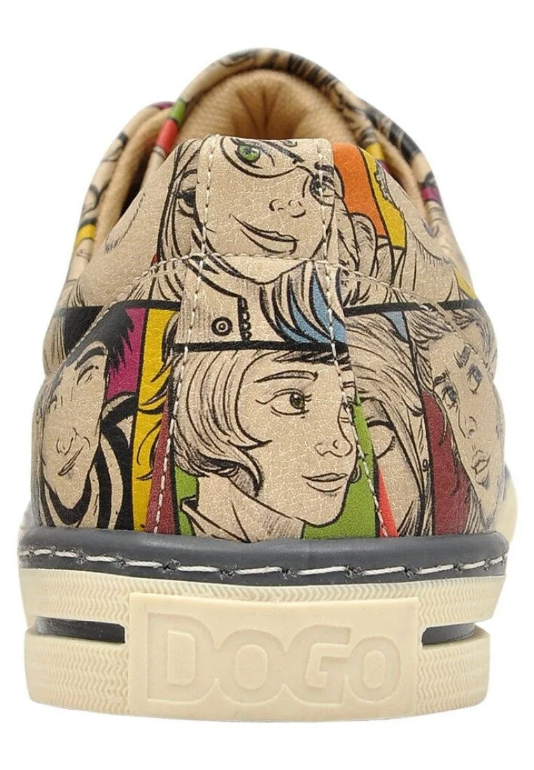 Femme Cuir Vegan Multicolore Baskets - Colorful People Motif