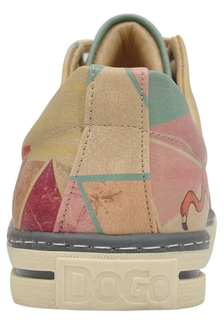 Femme Cuir Vegan Multicolore Baskets - Flamingo Motif