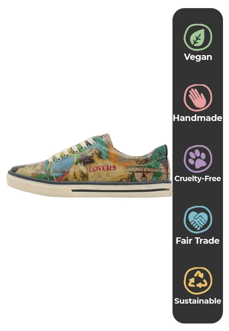 Femme Cuir Vegan Multicolore Baskets - Ancient Tales Motif