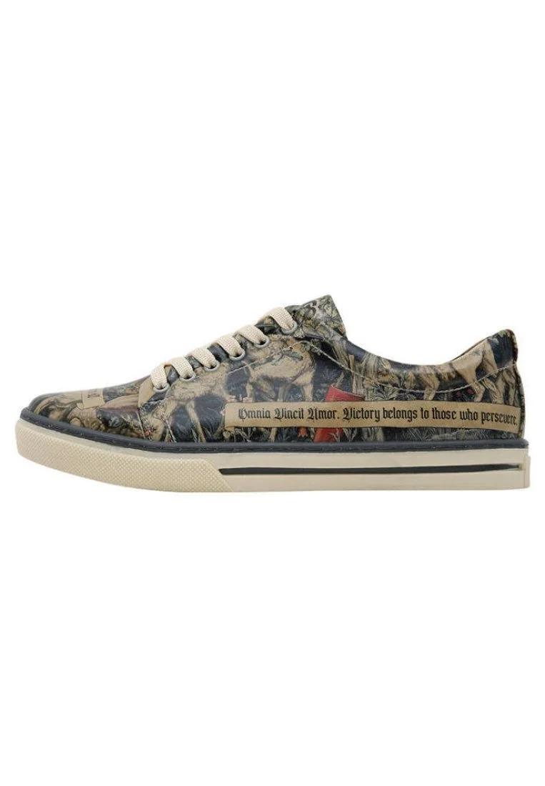 Femme Cuir Vegan Multicolore Baskets - Love Conquers All Motif