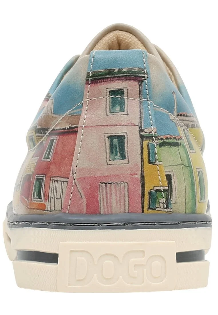 Femme Cuir Vegan Multicolore Baskets - Burano Island Motif