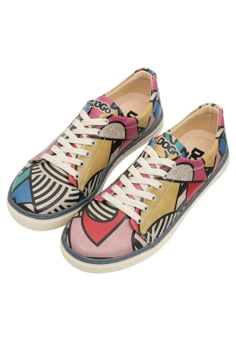 Femme Cuir Vegan Multicolore Baskets - Painting in Harmony Motif