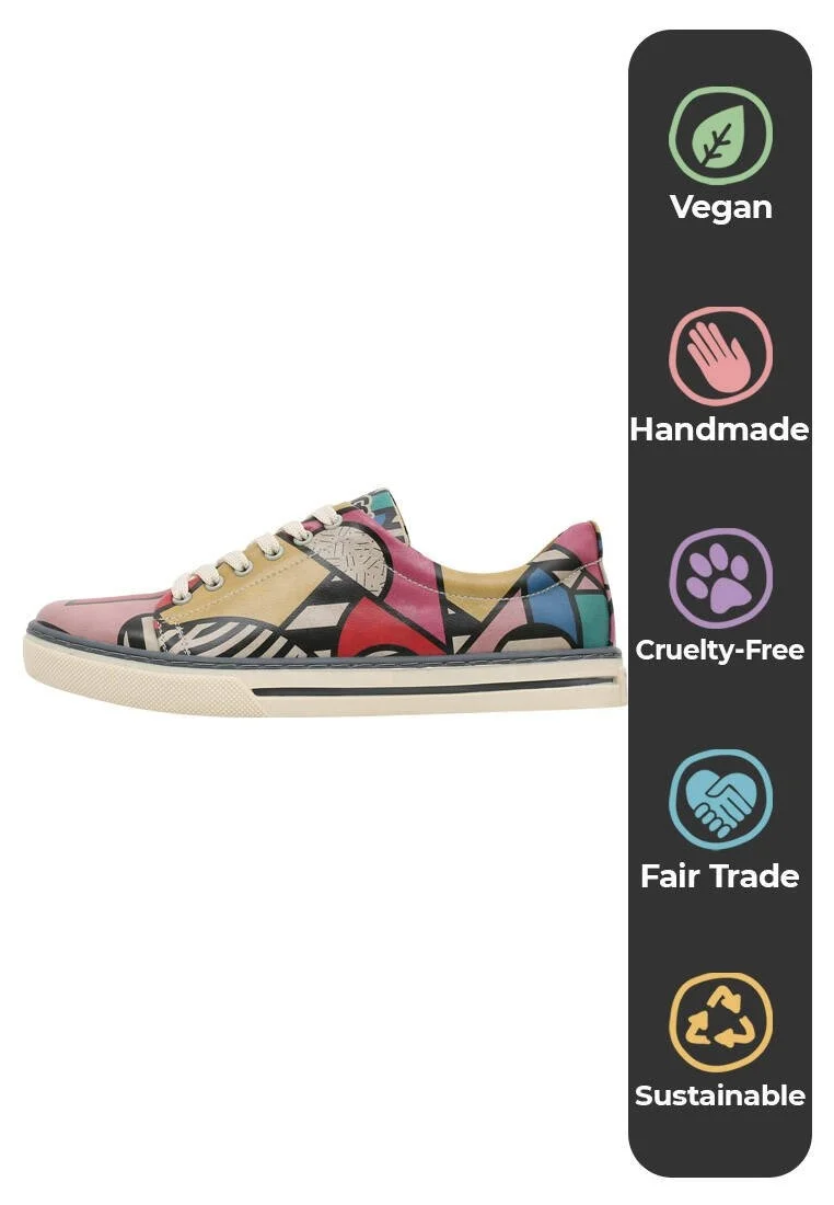 Femme Cuir Vegan Multicolore Baskets - Painting in Harmony Motif