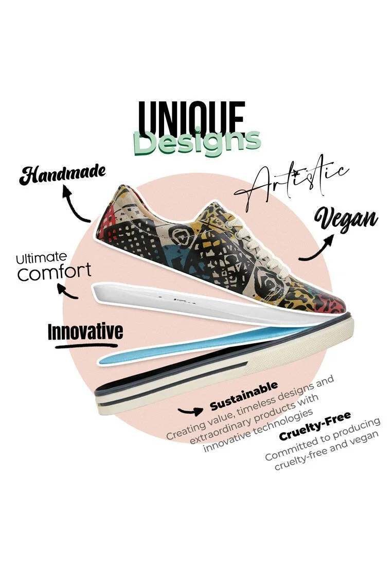 Femme Cuir Vegan Multicolore Baskets - Eternal Swirl Motif