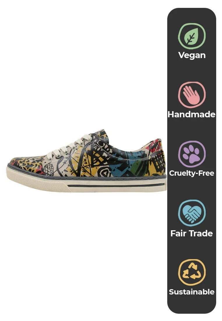 Femme Cuir Vegan Multicolore Baskets - Eternal Swirl Motif