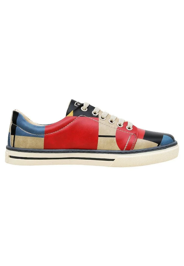 Femme Cuir Vegan Multicolore Baskets - Bauhaus Birdie Motif