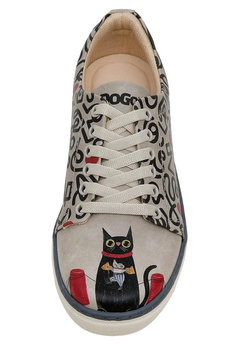 Femme Cuir Vegan Multicolore Baskets - Cat and Mouse Motif