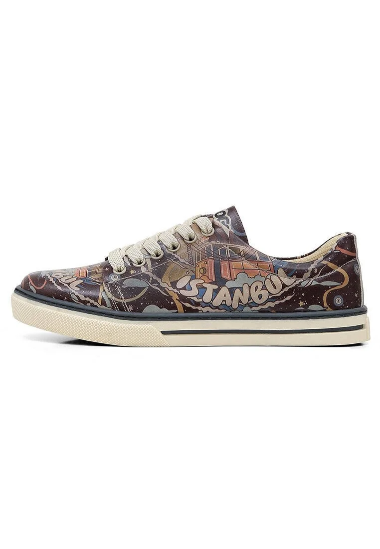 Femme Cuir Vegan Multicolore Baskets - The Cats of Istanbul Motif