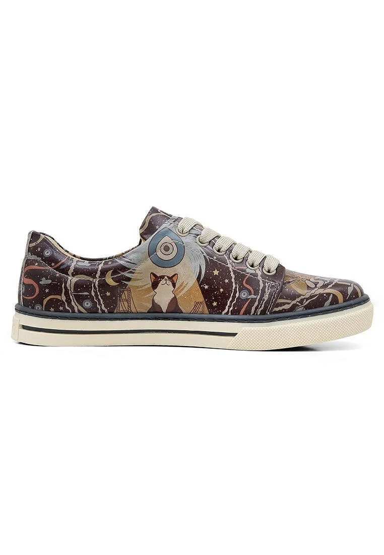 Femme Cuir Vegan Multicolore Baskets - The Cats of Istanbul Motif