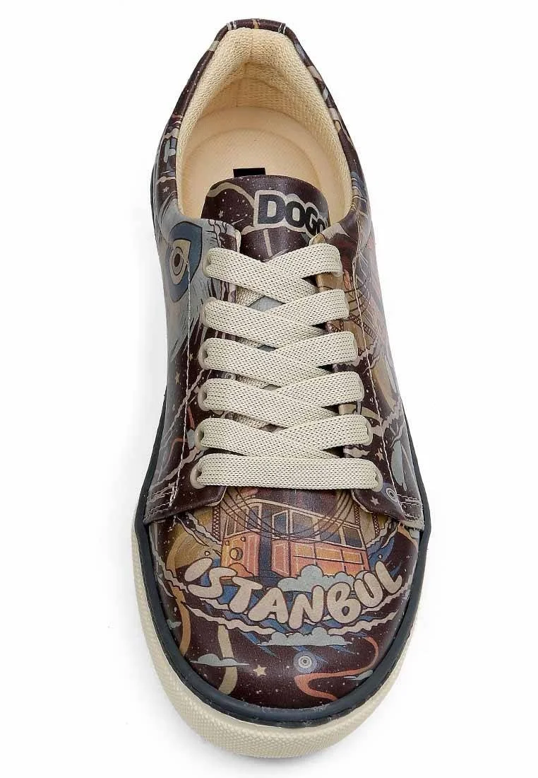 Femme Cuir Vegan Multicolore Baskets - The Cats of Istanbul Motif