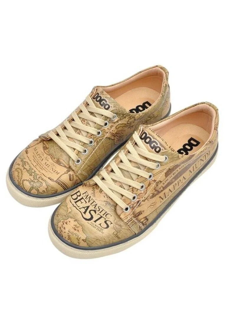 Femme Cuir Vegan Multicolore Baskets - Warner Bros Mappa Mundi Fantastic Beasts Motif