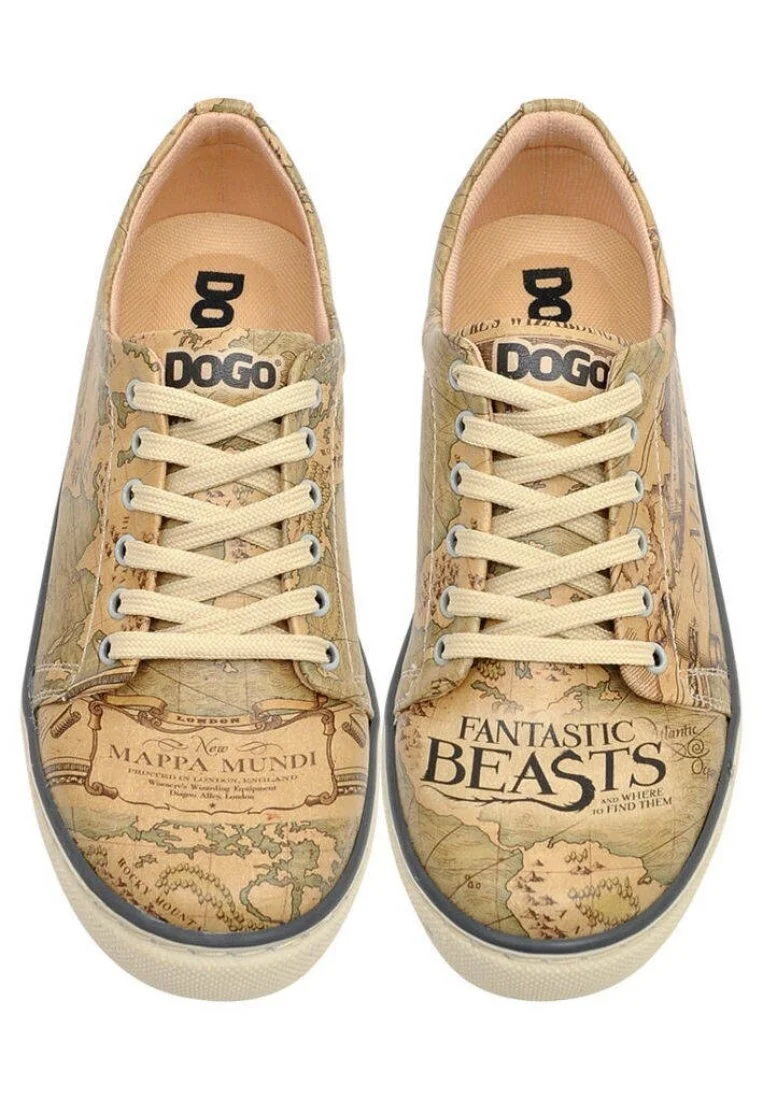 Femme Cuir Vegan Multicolore Baskets - Warner Bros Mappa Mundi Fantastic Beasts Motif