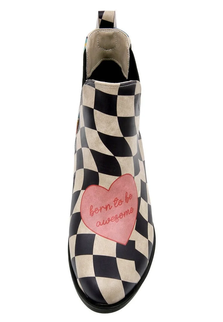 Femme Cuir Vegan Multicolore Booties - Born to be Awesome Motif