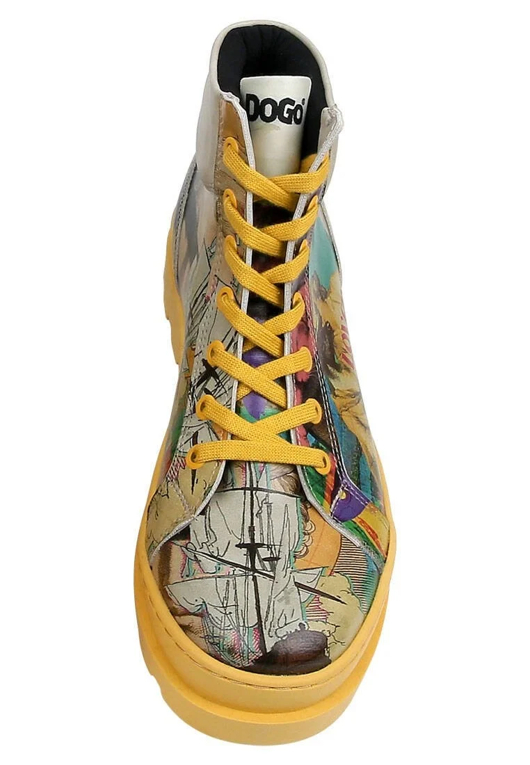 Femme Cuir Vegan Multicolore Bottes - Ancient Tales Motif