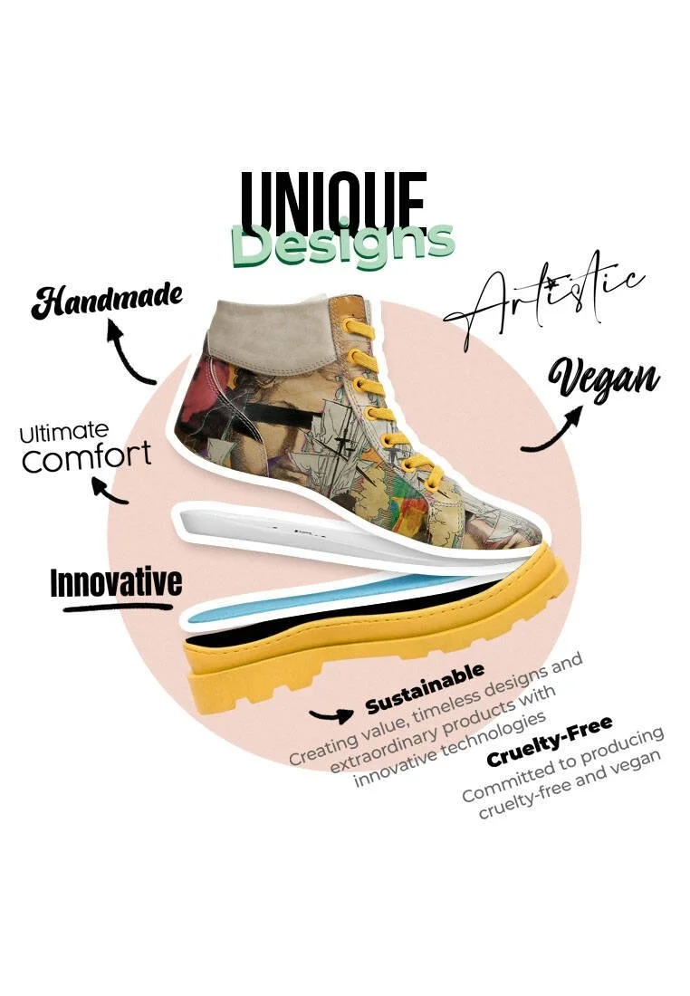 Femme Cuir Vegan Multicolore Bottes - Ancient Tales Motif