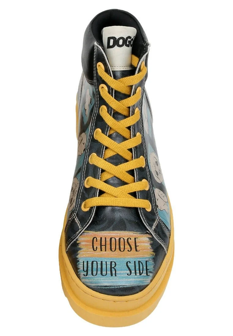 Femme Cuir Vegan Multicolore Bottes - Choose Your Side Motif
