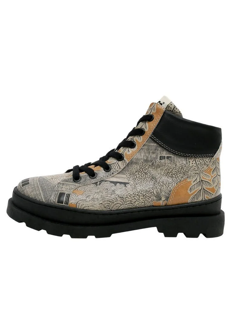 Femme Cuir Vegan Multicolore Bottines - There You Are Motif