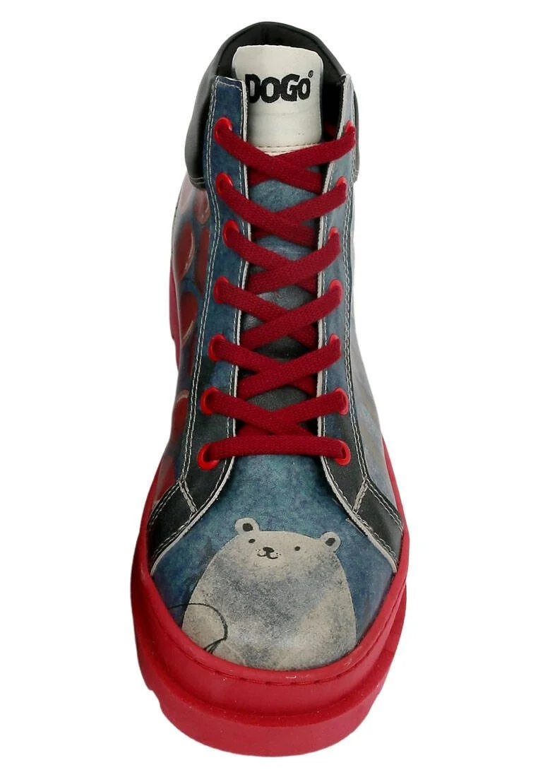 Femme Cuir Vegan Multicolore Bottines - Bear With a Balloon Motif