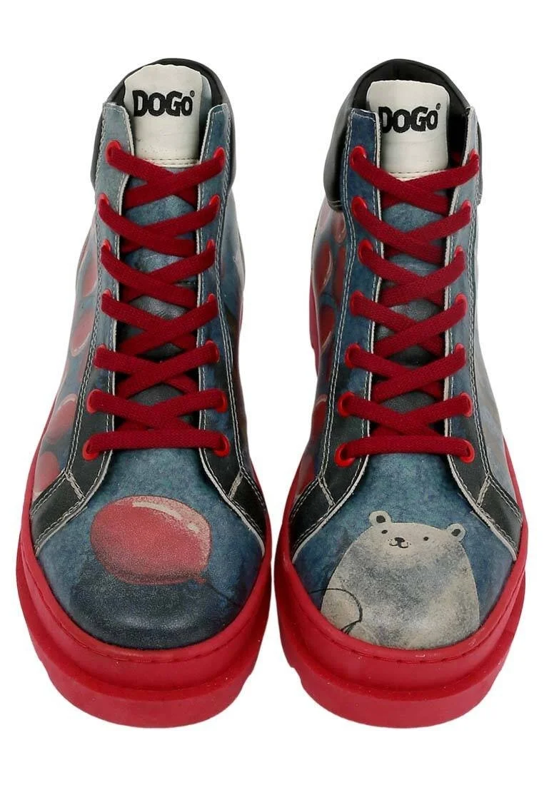Femme Cuir Vegan Multicolore Bottines - Bear With a Balloon Motif