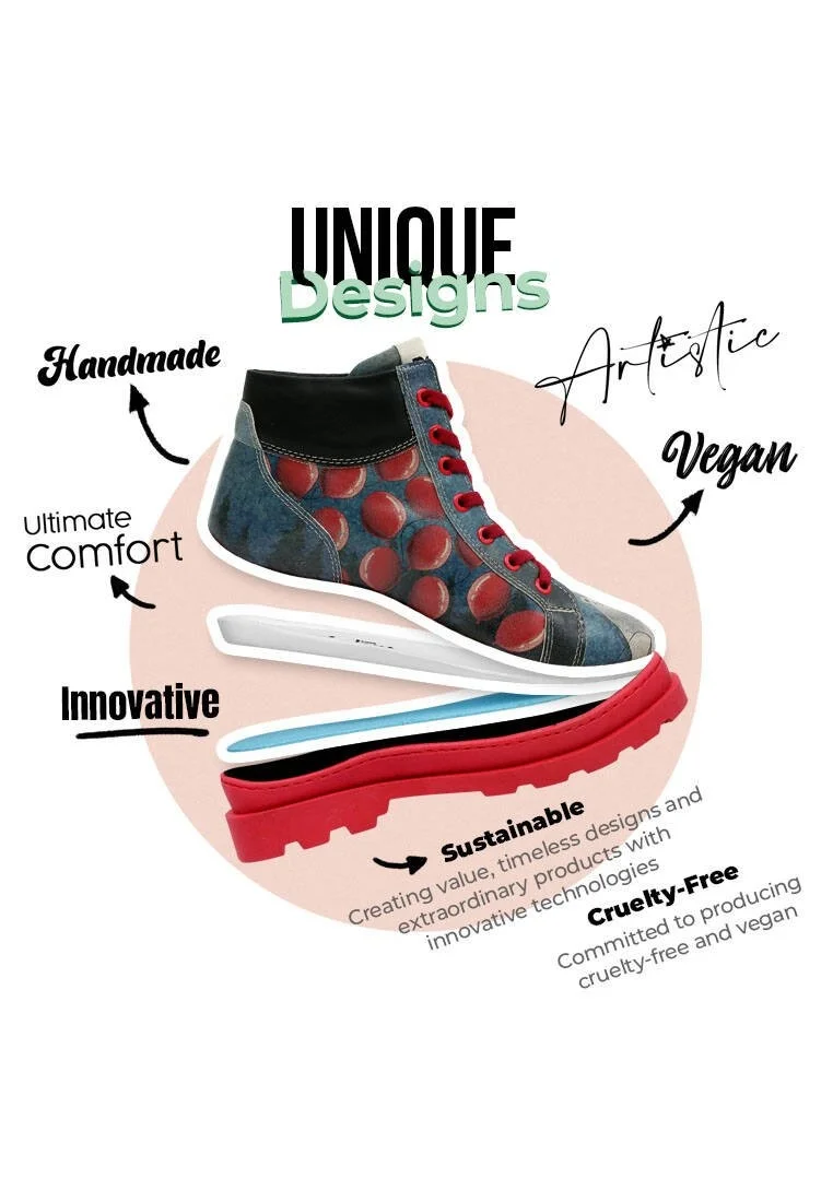 Femme Cuir Vegan Multicolore Bottines - Bear With a Balloon Motif