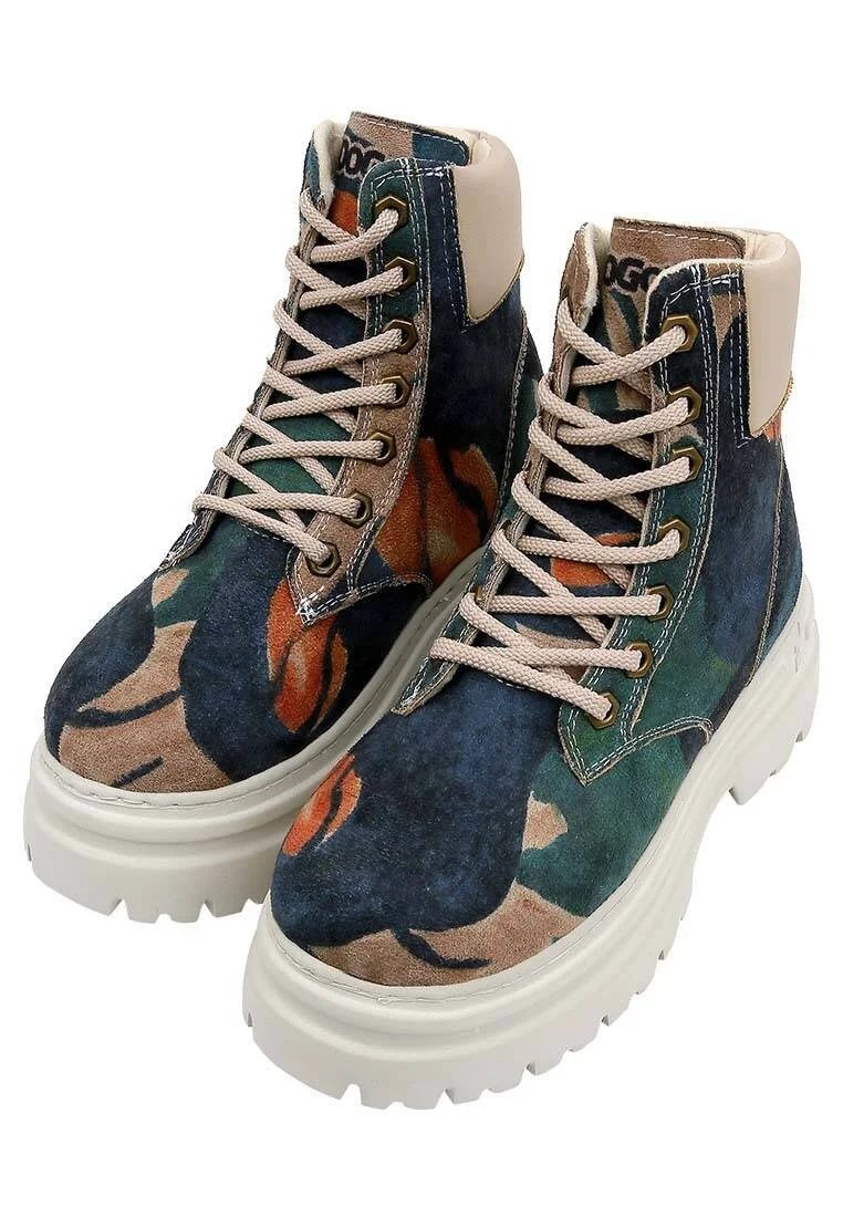 Femme Cuir Vegan Multicolore Bottes - Petals Motif