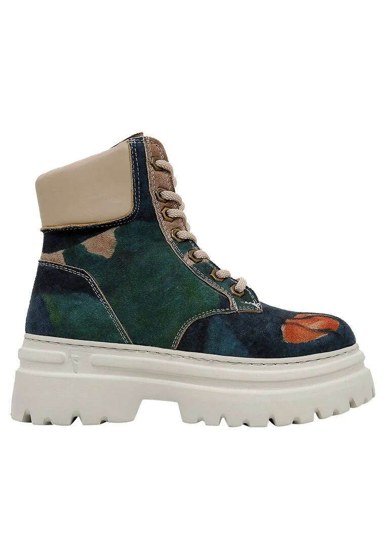 Femme Cuir Vegan Multicolore Bottes - Petals Motif