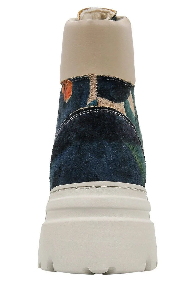 Femme Cuir Vegan Multicolore Bottes - Petals Motif