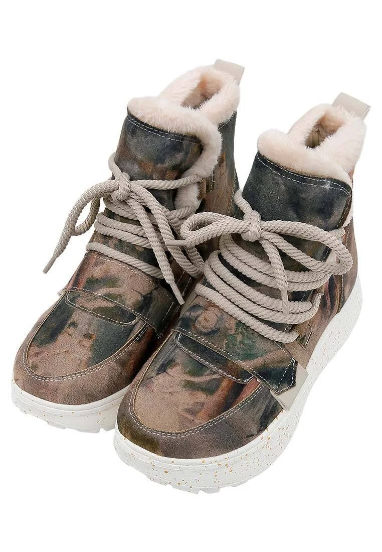 Femme Cuir Vegan Multicolore Bottes - Ballerinas Motif