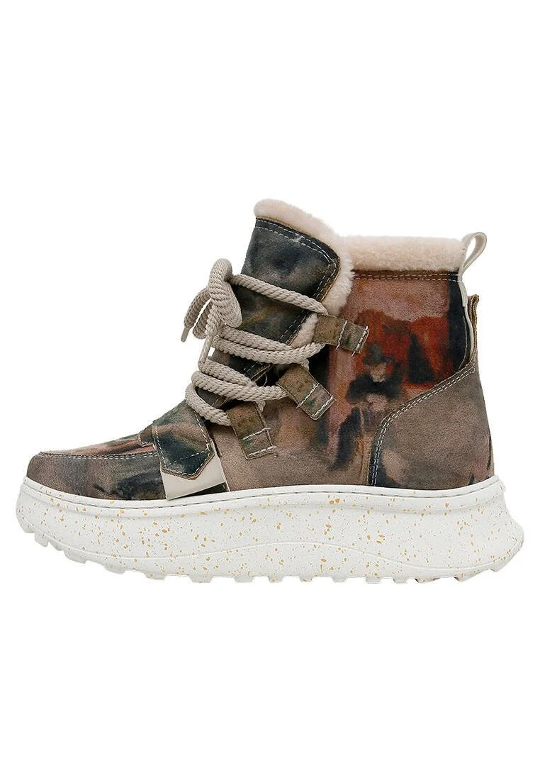 Femme Cuir Vegan Multicolore Bottes - Ballerinas Motif