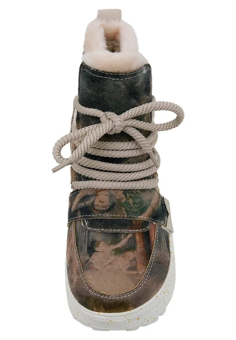 Femme Cuir Vegan Multicolore Bottes - Ballerinas Motif