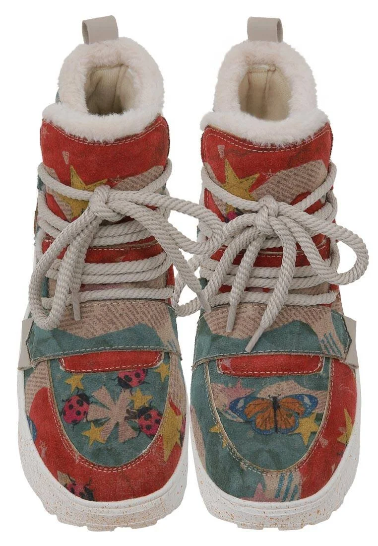 Femme Cuir Vegan Multicolore Bottes - Paperanimals Motif