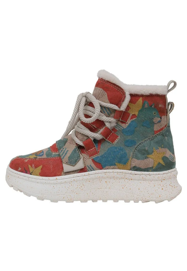 Femme Cuir Vegan Multicolore Bottes - Paperanimals Motif