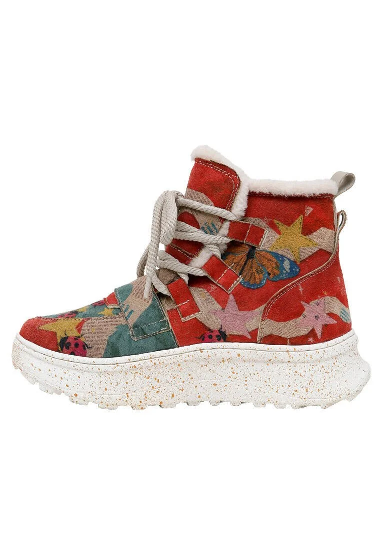 Femme Cuir Vegan Multicolore Bottes - Paperanimals Motif