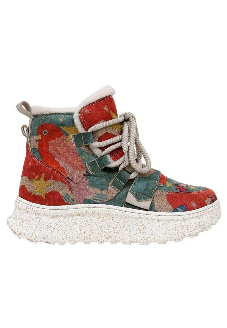 Femme Cuir Vegan Multicolore Bottes - Paperanimals Motif